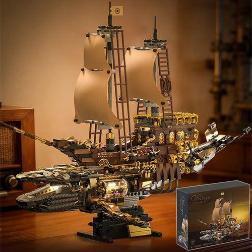 Steam Whale Mechanical Sailboat - Retro Building Block Set